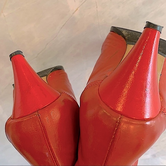 Vintage 70’s burnt orange leather boots with shearling lining small heel size 6 - Picture 6 of 12